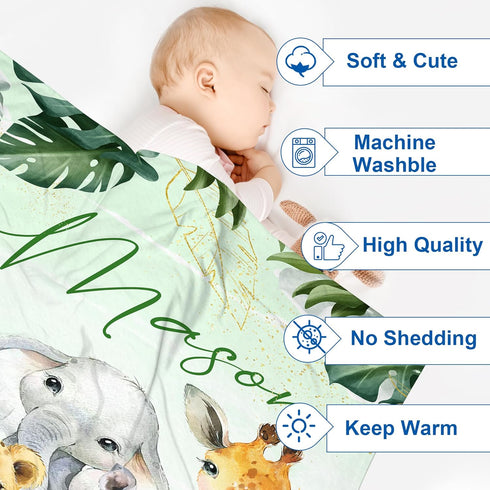 J&SBGFT 30"x40", Color13 Custom Baby Blanket with Name, Personalized Receiving Blanket for Toddlers