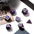 Purple Metal Dice Set D&D - 7 Die Enamel Polyhedral Dice Set with Metal Tin for Role Playing Game