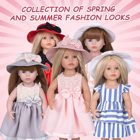 Doll Clothes and Accessories 3 Pc. Set includes Pink Skirt, Hat, White Underwear, Fashionable Dress Set for Baby Dolls