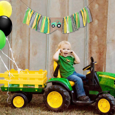 TUTOTU 1st Farm High Chair Banner - Green Tractor Birthday Party Decoration