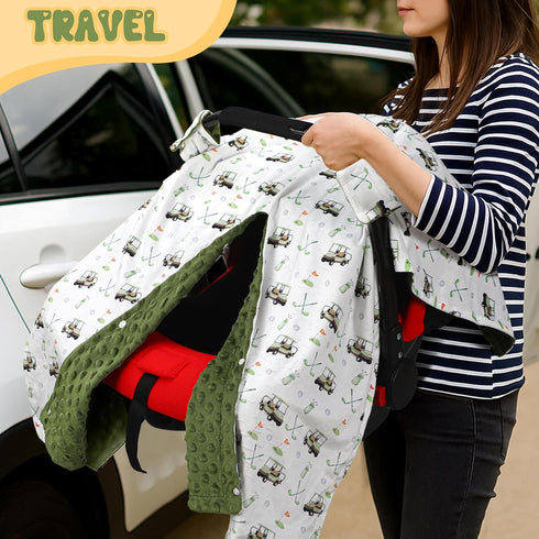 27.5 39 Inch Honeydak Golf Baby Car Seat Cover Minky Infant Golf Nursing Decor Canopy Breastfeeding Blankets Peekaboo