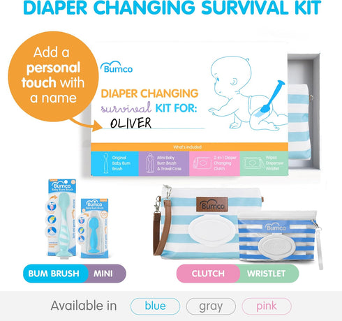 Bumco Set Set 2 Set Baby Essentials - Personalized Diaper-Changing Baby Shower Gifts for Boys, Baby Gift with Baby Bum