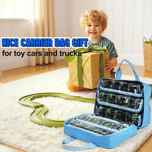Craflakow 1:64 32 Toy Trucks Carry Case Compatible with Scale Monster Trucks, with Front Display Pocket-Holds Toy