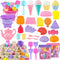 REZUCREY Collapsible Beach Toys for Toddlers, Sand Bucket and Shovels Set, Ice Cream