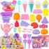 REZUCREY Collapsible Beach Toys for Toddlers, Sand Bucket and Shovels Set, Ice Cream