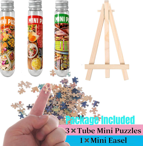 Small Jigsaw Puzzles for Adults, 150 Pieces, Japanese Barbecue Restaurant, 6 x 4 Inches, 3 Pcs, Mini Easel Included
