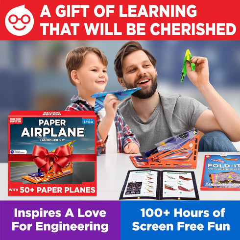 6+ 6-7-8-9-10-11-12 50 Doctor Jupiter Paper Airplane Book Kit, Crafts for Kids Ages | Birthday Gift Ideas for Year Old
