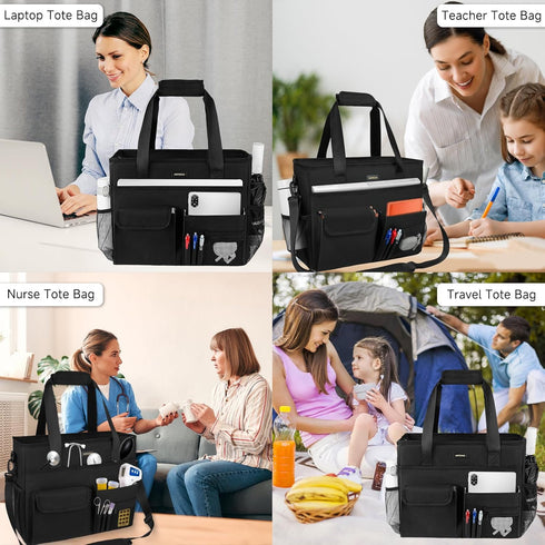 Jaffzora Nurse Tote Bag for Work with Padded Laptop Sleeve, Large Clinical Bag for Nursing Students, Nursing Essentials