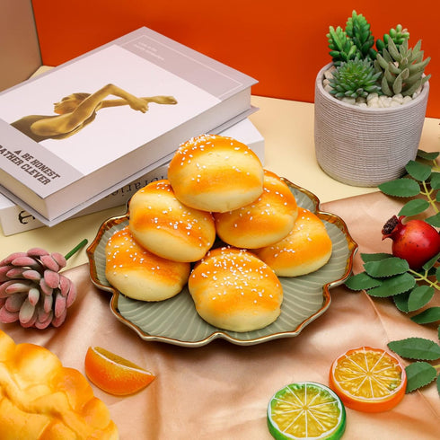 6 Gresorth PCS Artificial Sesame Bread Fake Breads Decoration Faux Sesame Dessert Cake Decor PU Material Bread Model
