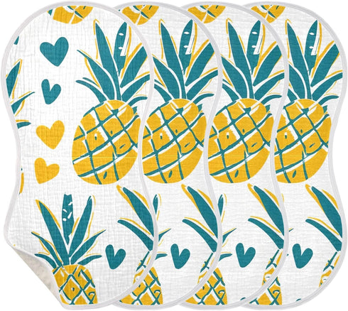 PaChyLuu 2 Pack 22 11 Inch Cartoon Pineapple Muslin Burp Cloths Cotton Absorbent Baby Burping Rags for Boys Girls Soft