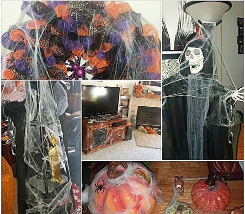 AOSTAR Halloween Spider Webs Decorations, 700sqft Indoor & Outdoor Spooky Webbing with 50 Fake Spiders