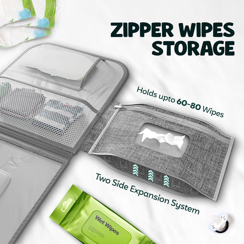 Portable Changing Pad Waterproof Foldable Diaper Changing Pad with Wipes Pocket, Soft Travel Changing Mat for Baby