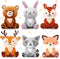 Aoriher 6 Pcs Mini Woodland Animals Plush Toys, 4 Inch Cute Plush Bear, Rabbit, Squirrel, Raccoon Keychains