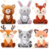 Aoriher 6 Pcs Mini Woodland Animals Plush Toys, 4 Inch Cute Plush Bear, Rabbit, Squirrel, Raccoon Keychains