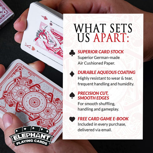 Infinitum Ghost Playing Cards - White & Red Deck with FREE Card Game eBook - Premium Standard Size