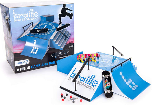 Braille Skateboarding Skate Ramp Playset - Series 2: Inspired by Skate Everything, YouTube, Skate Park, 4 Ramps, 2 Finger Boards, 8 Wheels, Tool, Stickers; Unboxing; Mystery Toy
