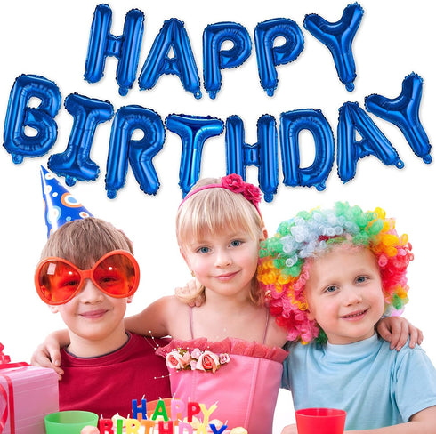 Happy Birthday Balloon Banner, 16 Inch 3D Letter Aluminum Foil Inflatable Kit for Party Decor