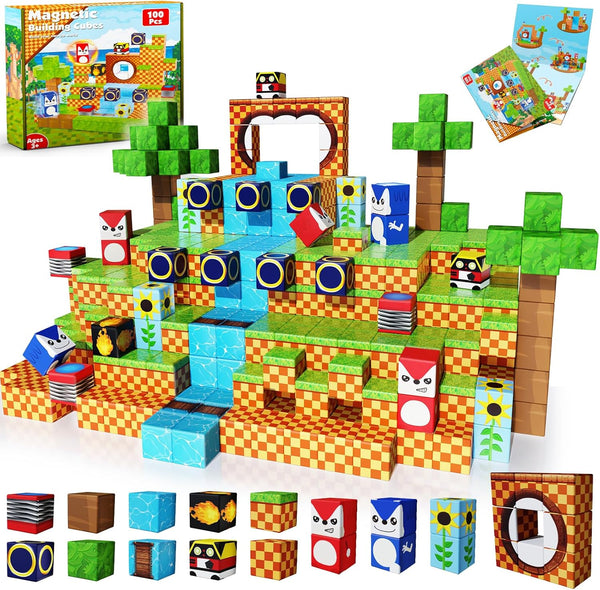 ToyUnited Magnetic Blocks, 100PCS Magnetic Building Blocks, STEM Building Game Montessori Sensory