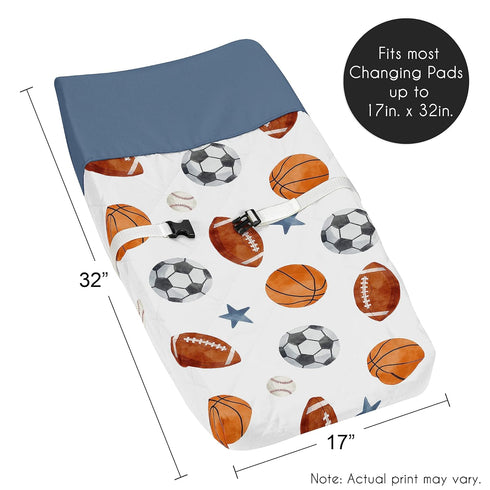Sweet Jojo Designs Sports Theme Boy Baby Changing Pad Cover Infant Newborn Diaper Table Change Mat Sheet - Watercolor