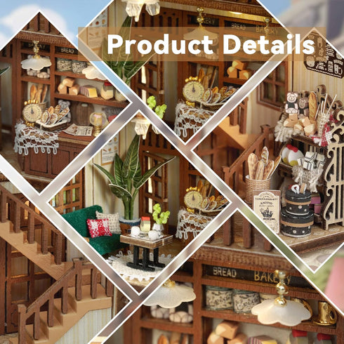 Flever Dollhouse Miniature DIY House Kit Creative Room with Furniture for Romantic Valentine's Gift (Bagel Time)