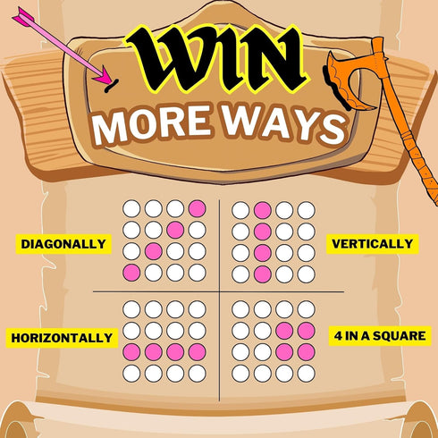 YipYam Games 4 2-6 Connect War - in a Row Table Top Game for Players, Handcrafted Wooden Games for Family and Group