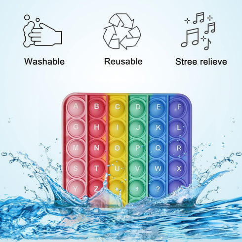 Alphabet Pop Fidget Toy Letters ABC Numbers, Educational Toys Square Sensory Popper Games for Kids