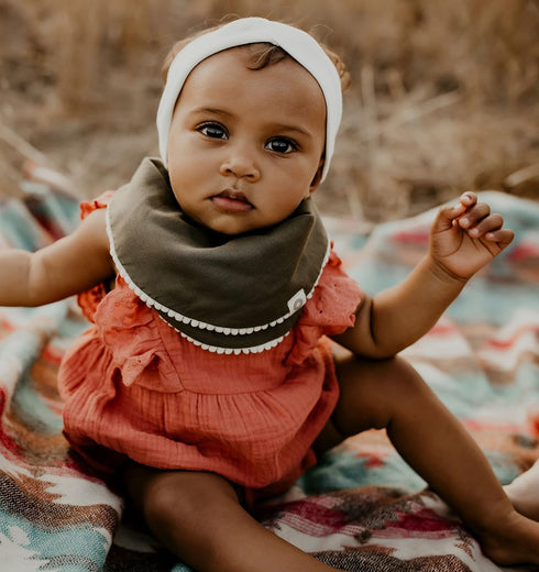4-Way 8 Kishu Baby Indi - Fairtrade Organic Baby Bibs for Girls or Boys - Rounded, Reversible, Layer Muslin Drool Bibs