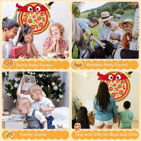 Pizza Party Game Turtle Party Favors, 24 x 22 Pizza Dart Board with 18 Sticky Balls for Birthday Supplies