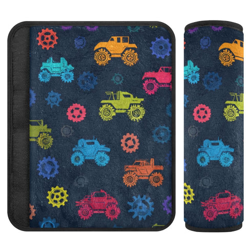 Vdsrup 2 Pack Seat Belt Covers Monster Trucks Car Seat Strap Covers Super Soft Car Seat Neck Cover for Boys Girls