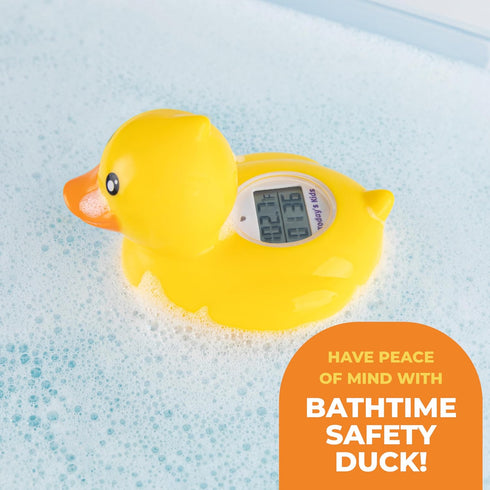 Duck Baby Bath Thermometer & Clock - Fahrenheit & Celsius Baby Bath Essentials - Soft Material Baby Products