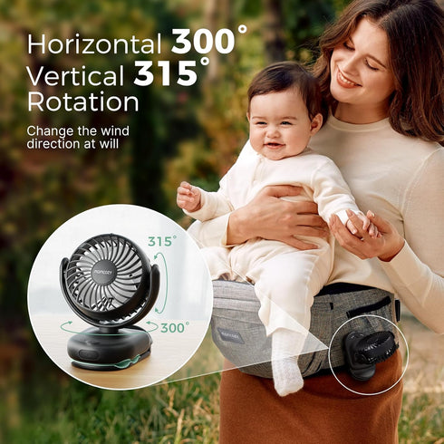 Momcozy 4-Speed 0.26lb 4.5mm Backpack/Table/Chair Portable Stroller Fan with Clip | Mini-Fan for Carrier | Personal