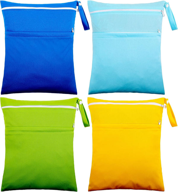 Shappy 4 Pcs Wet Dry Bag for Baby Cloth Diapers Waterproof Wet