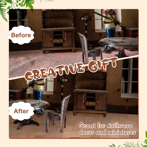 200 Pcs Miniature Dollhouse Flooring, Wooden Dollhouse Floor Boards for 1:12 Scale Accessories
