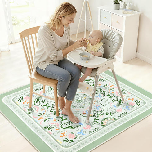 Unicorn Castle Splat Mat for Under High Chair Waterproof Baby Play Splat Mat for Art Crafts Non Slip High Chair Food