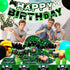 Video Game Party Supplies - 128pcs Tableware Set with Plates, Cups, Tablecloth, and Banner for Kids' Birthday
