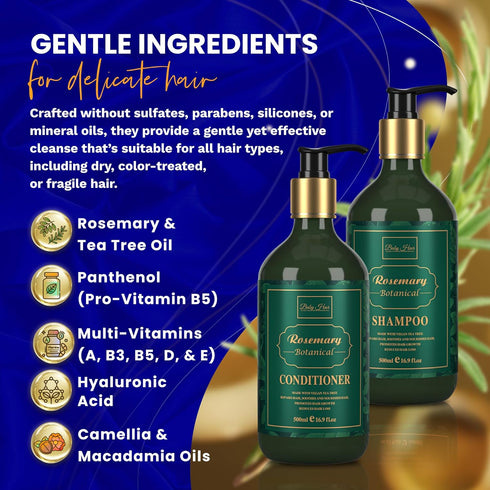 Set B3, Baby Hair Botanical Shampoo & Conditioner - Anti Hair Fall & Hair Growth Formulas with Panthenol, Tea Tree Oil