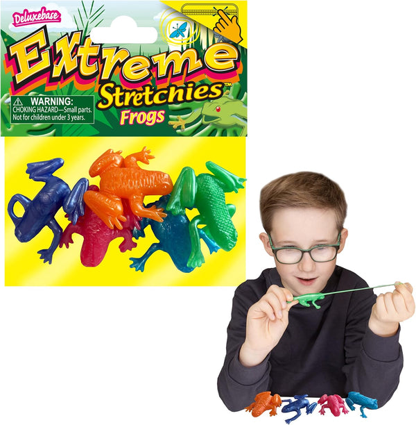 Extreme Stretchies - Frog from Deluxebase, Pack of 5 Small Reptile Animal Stretchy Toys - Perfect for Kids and Party
