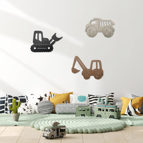 Ajqiomh Construction Trio Nursery Wall Decor Wooden Construction Vehicles Decor Kids Room Wall Decor Kids Room Decor