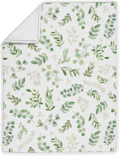 Set Pack 3pc Sweet Jojo Designs Green Boho Floral Leaf Baby Boy Girl Mini Crib Bedding Infant Nursery Room Newborn