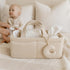 Orelle Boucl Diaper Caddy Organizer with Matching Pouch & Moon Pendant | Teddy Portable Changing Table Organizer |