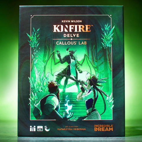 2-Player 14+, 60+ 5 Kinfire Delve: Callous Lab Tactical Solo or Card & Dice Game, Puzzle-Focused Adventure
