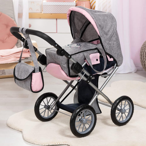 Convertible Doll Stroller with Handbag - Adjustable Handle & Foldable Design