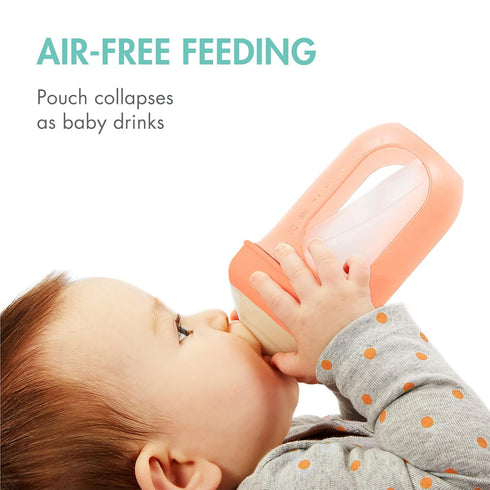 Boon 2 3 Count 8 Oz 2 Count Nursh Silicone Baby Bottles with Straw Sippy Cup Lids - Stage Medium Flow - Mint - Bottles
