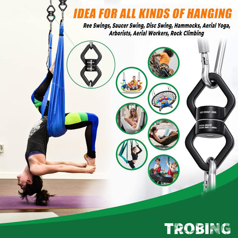 Trobing Swing Swivel - 30KN Rotational Safety Device, 360° Rotator for Aerial Yoga, Hammock, Swing, Rock Climbing