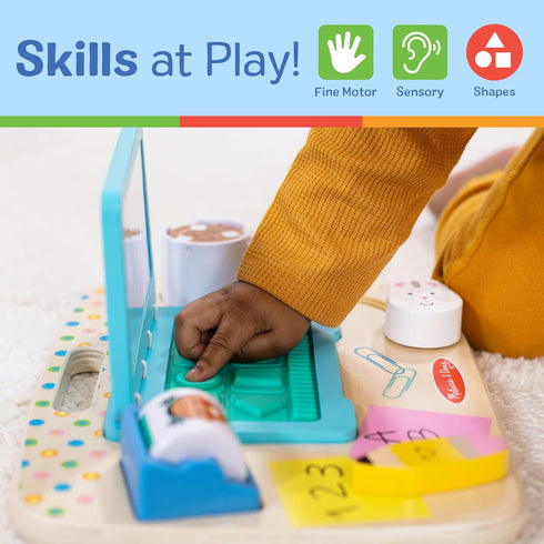 Melissa & Doug Wooden Work & Play Desktop Activity Board - Infant and Toddler Sensory Toy, FSC Certified