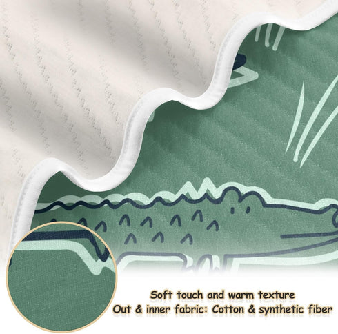KICPOAY Cute Alligator Crocodile Dinosaur Baby Swaddle Blanket for Boys and Girls, Muslin Baby Receiving Swaddle