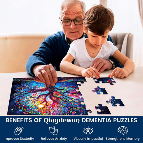 3 Packs 48 Large Piece Puzzles for Seniors - Dementia and Alzheimer’s Memory Cognitive Games with Storage Bags