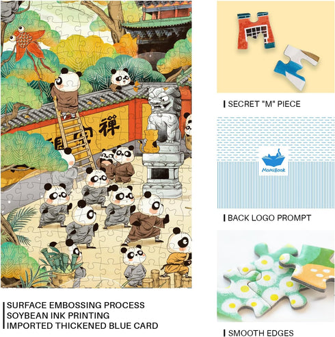 Puzzles for Adults 1000 Pieces - MOMIBOOK Jigsaw Puzzles of Animal Chinese Panda, Painting Image 81.3x40.6cm(32"x16")