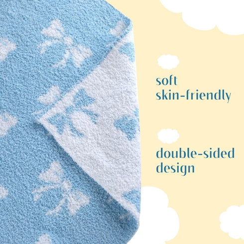 30 40 Inch SmoothNovelty Blue Bow Baby Throw Blanket Cute Dual Side Microfiber Newborn Boy Swaddle Blanket x Coquette