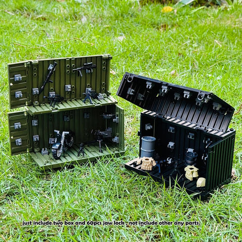 Ferberbears 6+ Building Bricks Military Big Box Toys Shipping Container for Mini Figures,Construction Building Block